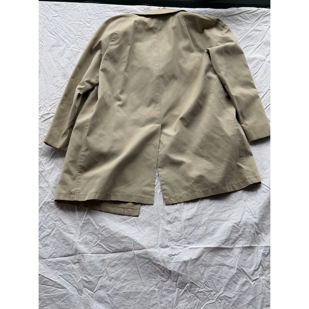 Vintage London Fog Mens Trench Coat Tan Beige 42 Long Western Yoke Car Coat - Picture 7 of 7